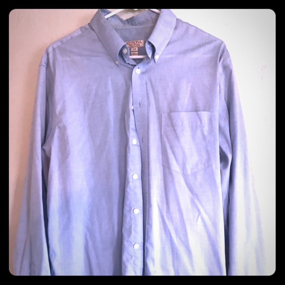 Merona classic fit blue dress shirt, neck 16
